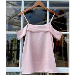 Express light pink satin/silk off the shoulder blouse top size s summer
